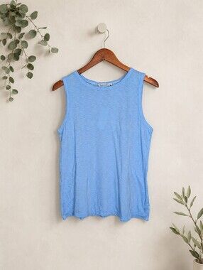 NEW Michael Stars Masami Crew Neck Tank Cotton Slub  Oxygen Blue OS